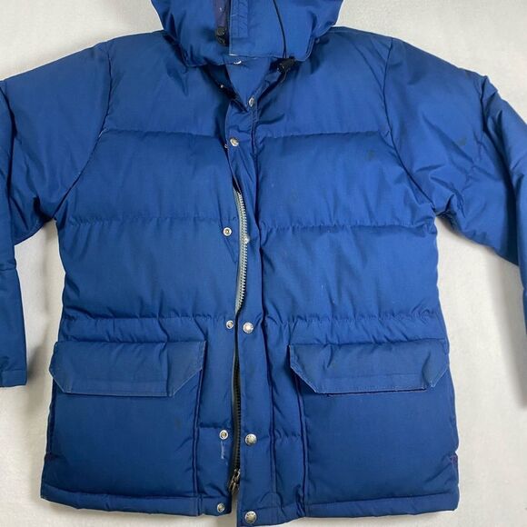 Vintage The North Face Jacket 70s Small Down Puffer Blue USA Expedition Coat 80s - Picture 2 of 14